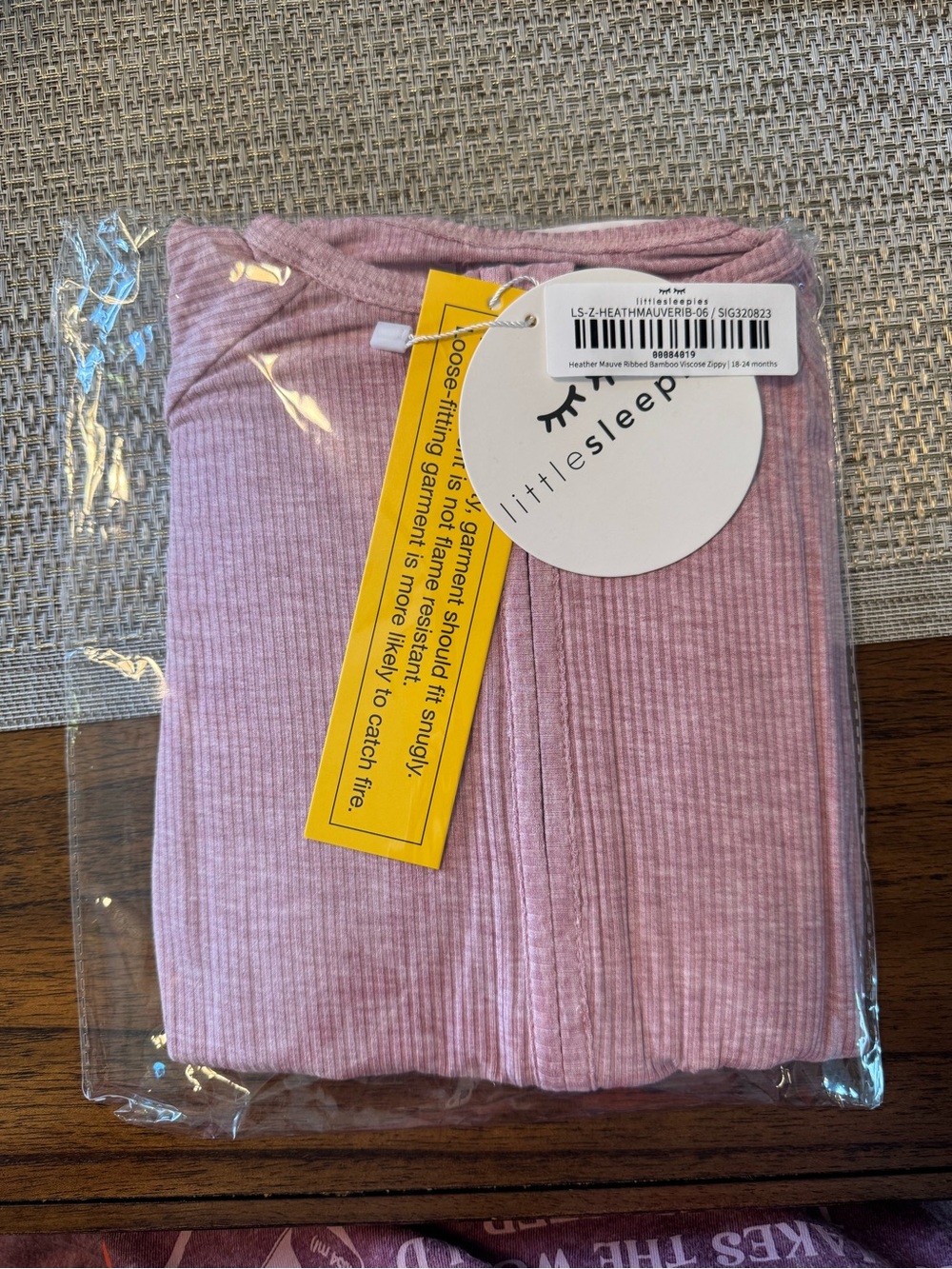 little sleepies Heather Mauve Ribbed zippie